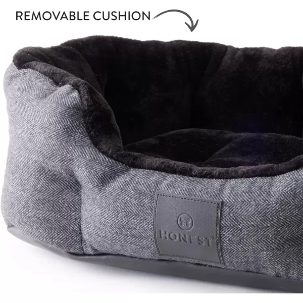 HonestBaby 2Piece Dog Bed Set with Removable Pillow Tweed and Faux Fur for Pets BlackGray Herringbone SmallHonestBaby 2Piece Dog Bed Set with Removable Pillow Tweed and Faux Fur for Pets BlackGray Herringbone Small