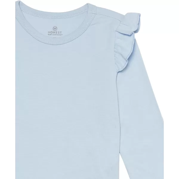HonestBaby 3Pack Organic Cotton Flutter Long Sleeve Fashion TShirts LegacyHand Drawn Nature Stipe Blue
