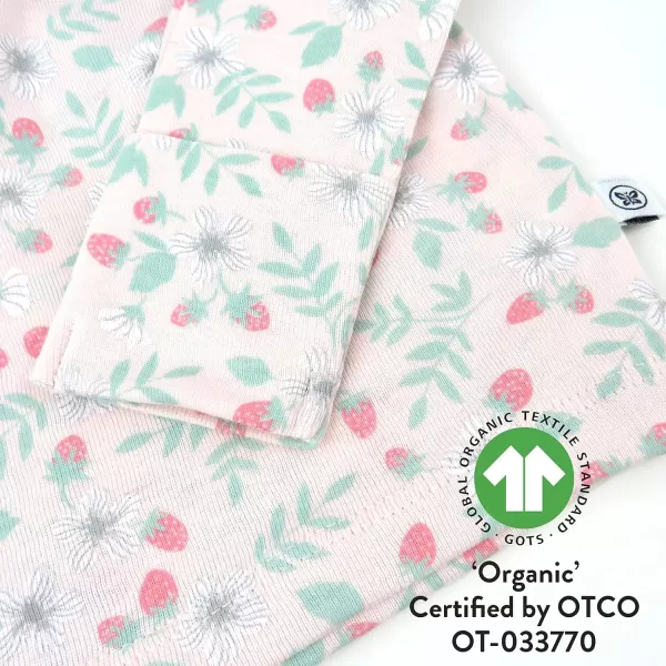 HonestBaby 3Piece Organic Cotton Kimono Top Footed Pant amp HeadbandBeanie Set LEGACYStrawberry Patch