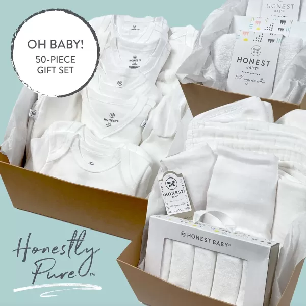 HonestBaby 50Piece Oh Baby Organic Cotton Set in a Gift BoxPure White