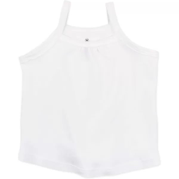 HonestBaby 5Pack Cami Tops Sleeveless TShirts 100 Organic Cotton for Infant and Toddler Baby GirlsBright White