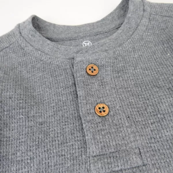 HonestBaby 5Pack Waffle Henley Long Sleeve Shirts 100 Organic Cotton for Infant Baby and Toddler Boys UnisexBlack Ombre