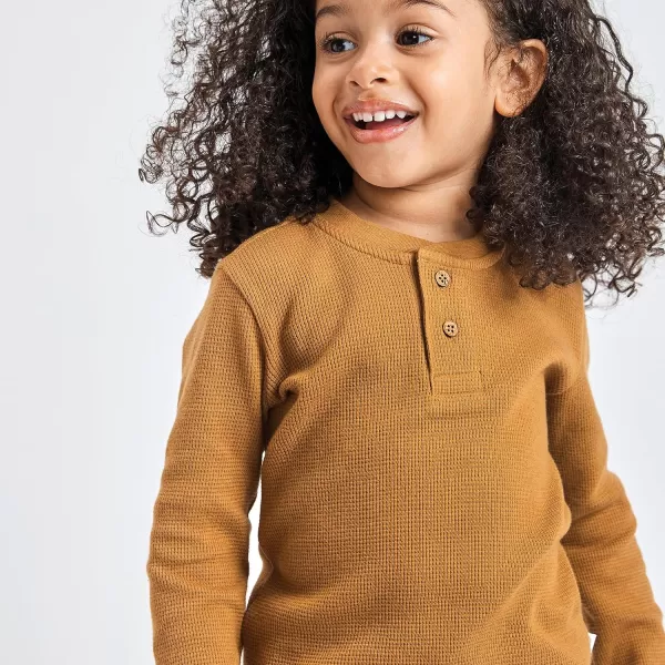 HonestBaby 5Pack Waffle Henley Long Sleeve Shirts 100 Organic Cotton for Infant Baby and Toddler Boys UnisexCastle Creek