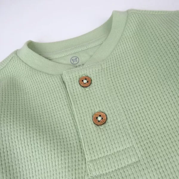 HonestBaby 5Pack Waffle Henley Long Sleeve Shirts 100 Organic Cotton for Infant Baby and Toddler Boys UnisexCastle Creek