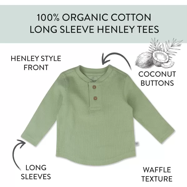 HonestBaby 5Pack Waffle Henley Long Sleeve Shirts 100 Organic Cotton for Infant Baby and Toddler Boys UnisexCastle Creek