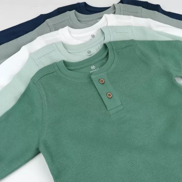 HonestBaby 5Pack Waffle Henley Long Sleeve Shirts 100 Organic Cotton for Infant Baby and Toddler Boys UnisexGood Natured