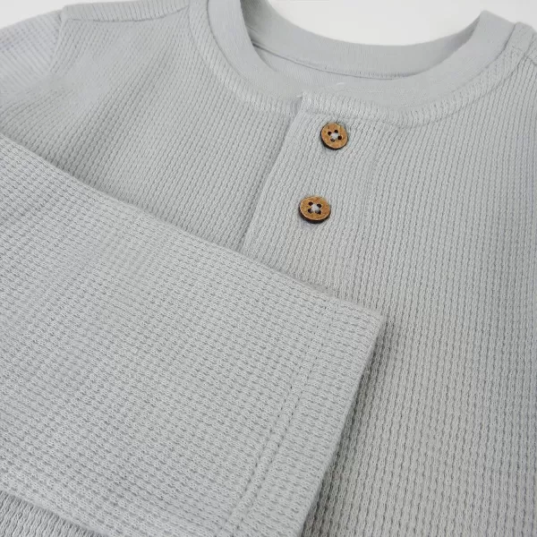 HonestBaby 5Pack Waffle Henley Long Sleeve Shirts 100 Organic Cotton for Infant Baby and Toddler Boys UnisexVarsity Prep