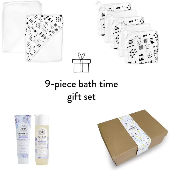 HonestBaby 9Piece Bubbles and Cuddles Gift Set Bath and Lotion 100 Organic Cotton for Infant Baby Boys Girls UnisexPattern Play