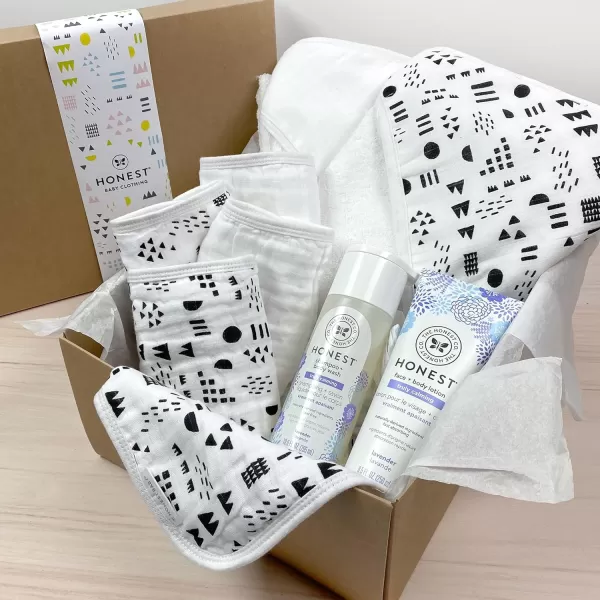 HonestBaby 9Piece Bubbles and Cuddles Gift Set Bath and Lotion 100 Organic Cotton for Infant Baby Boys Girls UnisexPattern Play