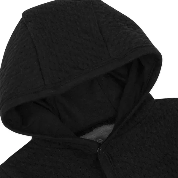 HonestBaby Front Hooded Jackets Sidesnap Top Hoodies in Cozy 100 Organic Cotton Infant Baby Boys Girls UnisexBlack