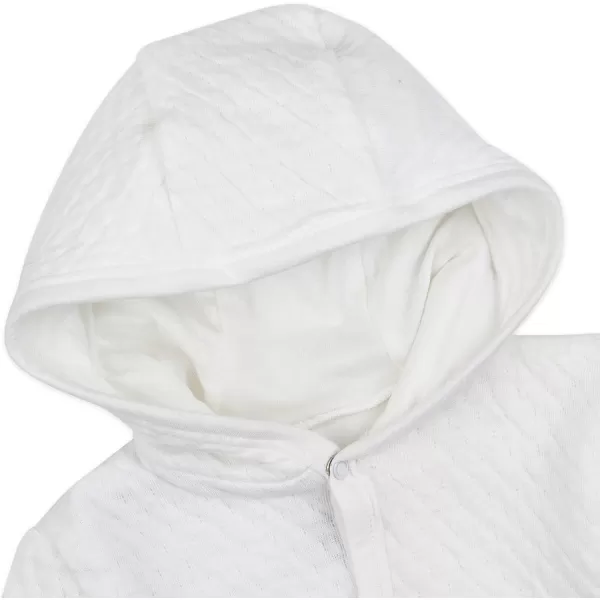 HonestBaby Front Hooded Jackets Sidesnap Top Hoodies in Cozy 100 Organic Cotton Infant Baby Boys Girls UnisexBright White