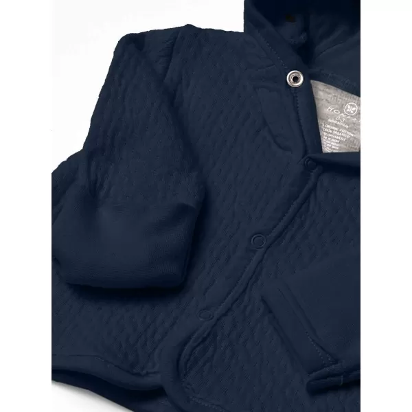 HonestBaby Front Hooded Jackets Sidesnap Top Hoodies in Cozy 100 Organic Cotton Infant Baby Boys Girls UnisexDark Navy