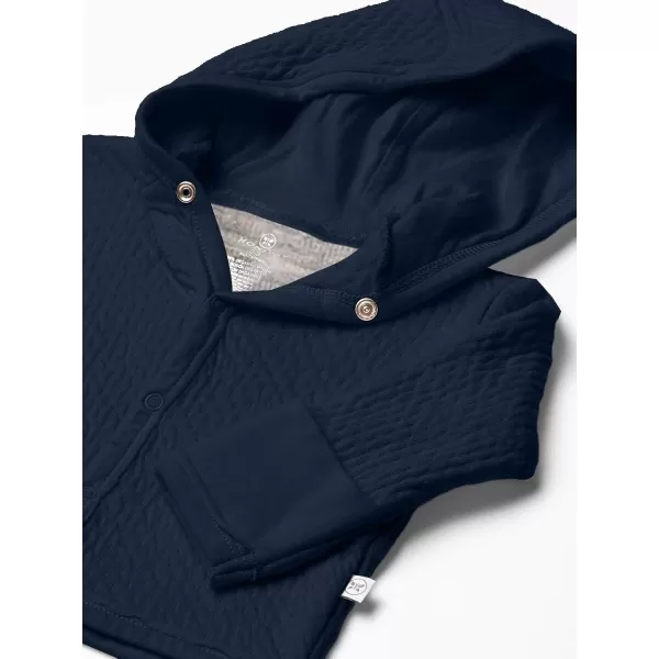 HonestBaby Front Hooded Jackets Sidesnap Top Hoodies in Cozy 100 Organic Cotton Infant Baby Boys Girls UnisexDark Navy