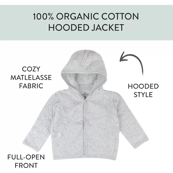 HonestBaby Front Hooded Jackets Sidesnap Top Hoodies in Cozy 100 Organic Cotton Infant Baby Boys Girls UnisexLight Gray Heather