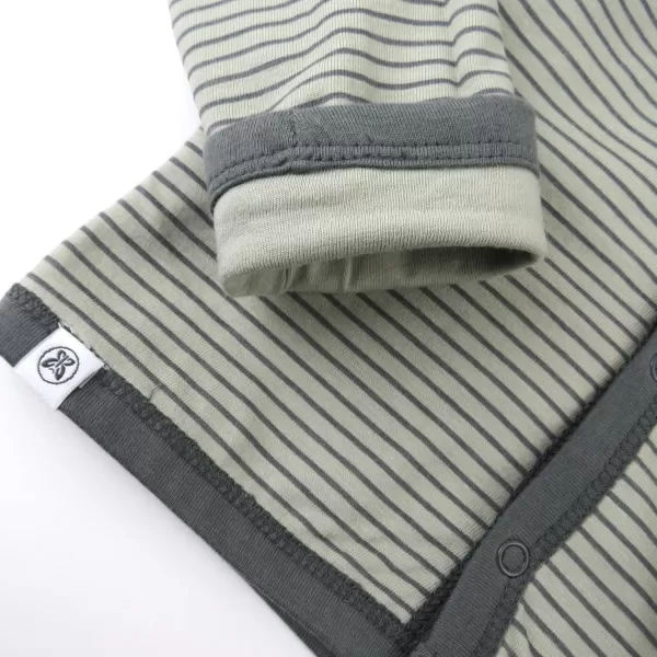HonestBaby Front Hooded Jackets Sidesnap Top Hoodies in Cozy 100 Organic Cotton Infant Baby Boys Girls UnisexMini Stripe Khaki