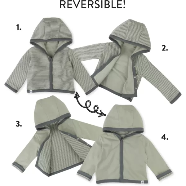 HonestBaby Front Hooded Jackets Sidesnap Top Hoodies in Cozy 100 Organic Cotton Infant Baby Boys Girls UnisexMini Stripe Khaki