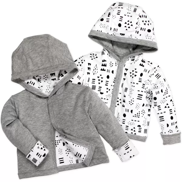 HonestBaby Front Hooded Jackets Sidesnap Top Hoodies in Cozy 100 Organic Cotton Infant Baby Boys Girls UnisexPattern Play