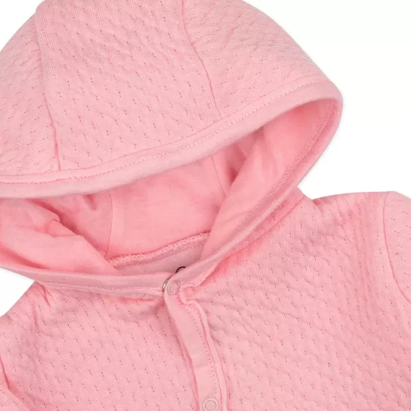 HonestBaby Front Hooded Jackets Sidesnap Top Hoodies in Cozy 100 Organic Cotton Infant Baby Boys Girls UnisexPink