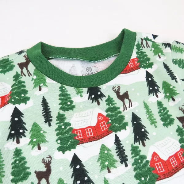 HonestBaby Multipack 2 4Piece Pajamas Sleepwear Holiday 100 Organic Cotton Infant Baby and Toddler Boys Girls UnisexCozy Cabin