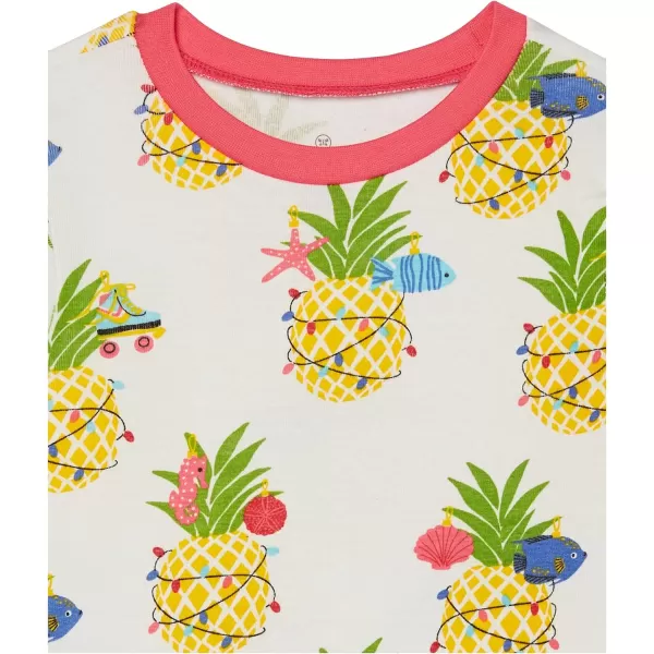 HonestBaby Multipack 2 4Piece Pajamas Sleepwear Holiday 100 Organic Cotton Infant Baby and Toddler Boys Girls UnisexDeep Sea Pineapple
