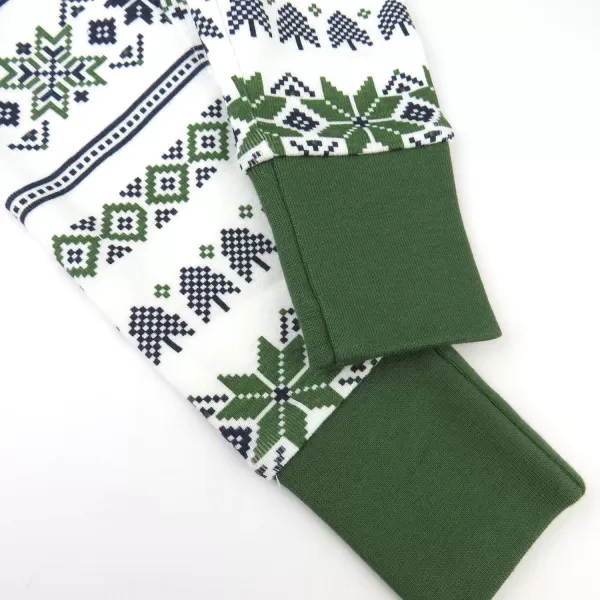 HonestBaby Multipack 2 4Piece Pajamas Sleepwear Holiday 100 Organic Cotton Infant Baby and Toddler Boys Girls UnisexFair Isle Green