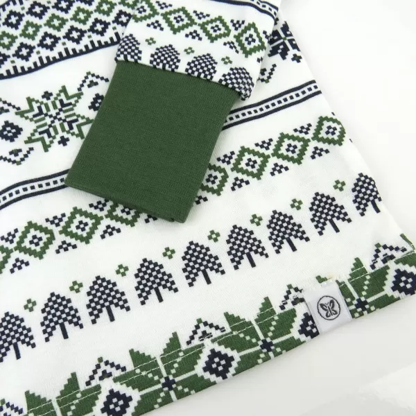 HonestBaby Multipack 2 4Piece Pajamas Sleepwear Holiday 100 Organic Cotton Infant Baby and Toddler Boys Girls UnisexFair Isle Green