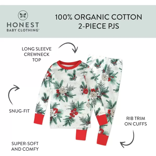 HonestBaby Multipack 2 4Piece Pajamas Sleepwear Holiday 100 Organic Cotton Infant Baby and Toddler Boys Girls UnisexHoliday Pine Floral