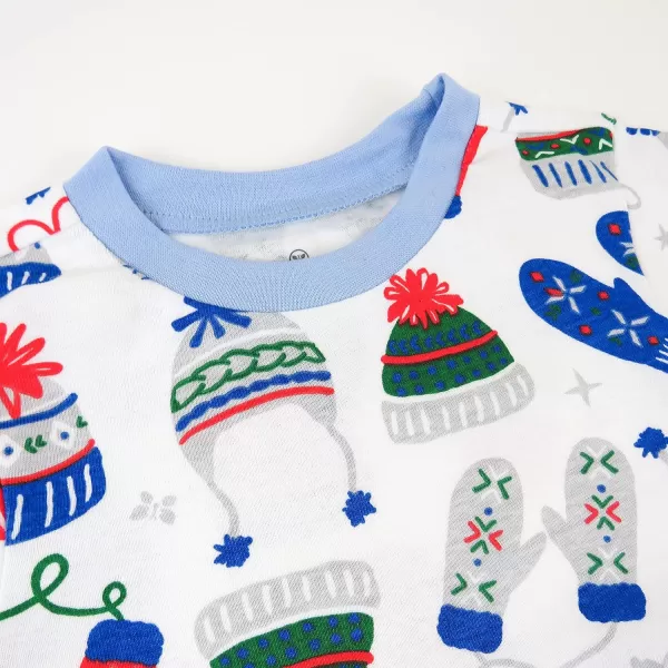 HonestBaby Multipack 2 4Piece Pajamas Sleepwear Holiday 100 Organic Cotton Infant Baby and Toddler Boys Girls UnisexNordic Knits Blue