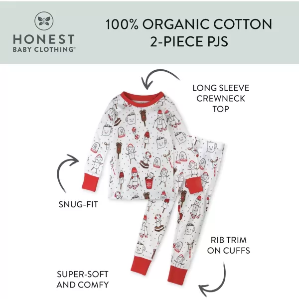 HonestBaby Multipack 2 4Piece Pajamas Sleepwear Holiday 100 Organic Cotton Infant Baby and Toddler Boys Girls UnisexOoie Gooie Holiday