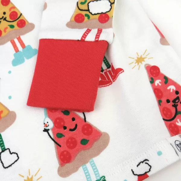 HonestBaby Multipack 2 4Piece Pajamas Sleepwear Holiday 100 Organic Cotton Infant Baby and Toddler Boys Girls UnisexPizza Joy