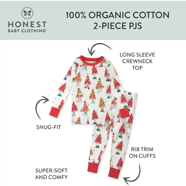 HonestBaby Multipack 2 4Piece Pajamas Sleepwear Holiday 100 Organic Cotton Infant Baby and Toddler Boys Girls UnisexPizza Joy