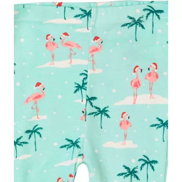 HonestBaby Multipack 2 4Piece Pajamas Sleepwear Holiday 100 Organic Cotton Infant Baby and Toddler Boys Girls UnisexSanta Flamingo