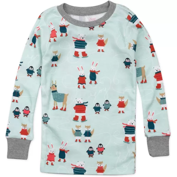 HonestBaby Multipack 2 4Piece Pajamas Sleepwear Holiday 100 Organic Cotton Infant Baby and Toddler Boys Girls UnisexSkating Buddies