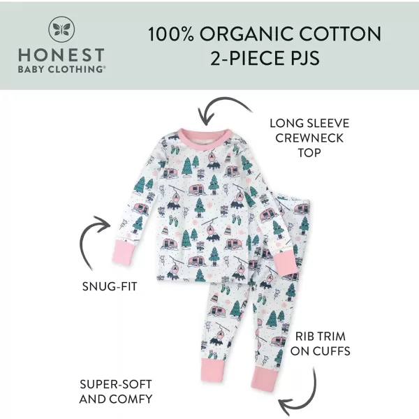 HonestBaby Multipack 2 4Piece Pajamas Sleepwear Holiday 100 Organic Cotton Infant Baby and Toddler Boys Girls UnisexSki Trip