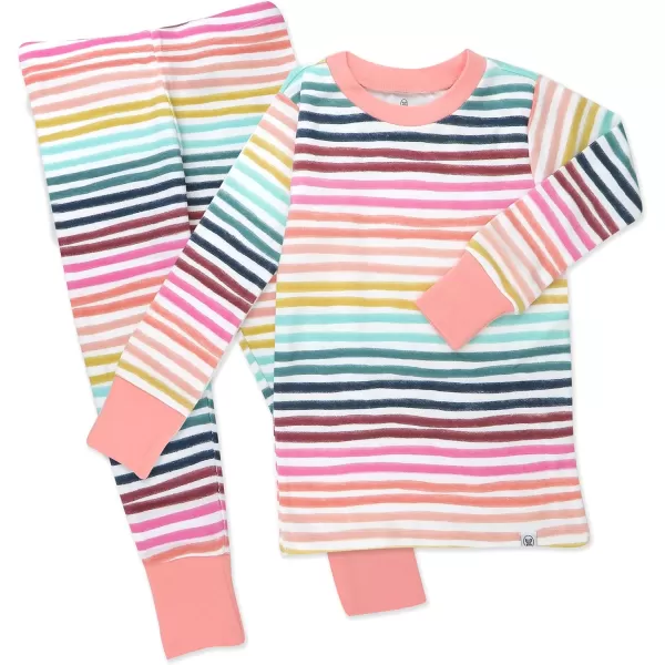 HonestBaby Multipack 2Piece Pajamas Sleepwear Pjs 100 Organic Cotton for Infant Baby Toddler Girls LegacyDreamy Stripe