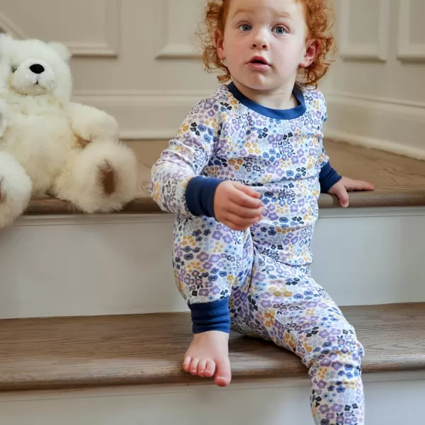 HonestBaby Multipack 2Piece Pajamas Sleepwear Pjs 100 Organic Cotton for Infant Baby Toddler Girls LegacyFall Floral Purple