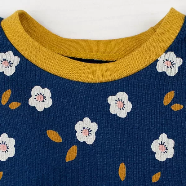 HonestBaby Multipack 2Piece Pajamas Sleepwear Pjs 100 Organic Cotton for Infant Baby Toddler Girls LegacyFalling Flowers Poseidon Blue