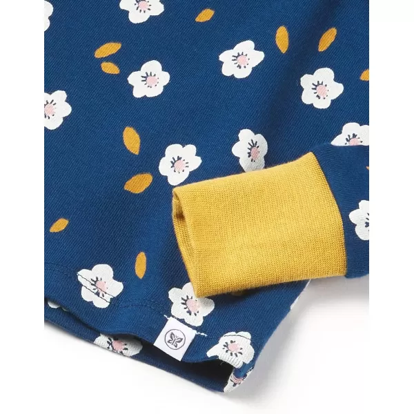 HonestBaby Multipack 2Piece Pajamas Sleepwear Pjs 100 Organic Cotton for Infant Baby Toddler Girls LegacyFalling Flowers Poseidon Blue