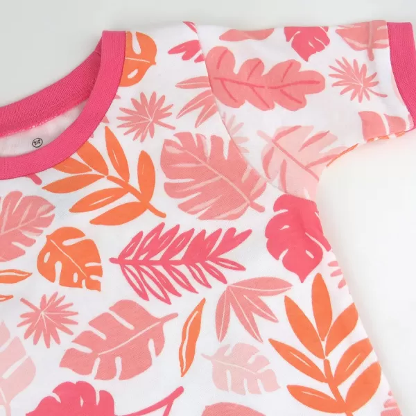 HonestBaby Multipack 2Piece Pajamas Sleepwear Pjs 100 Organic Cotton for Infant Baby Toddler Girls LegacyJungle Leaves Pink