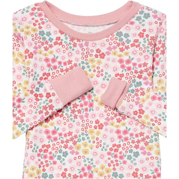 HonestBaby Multipack 2Piece Pajamas Sleepwear Pjs 100 Organic Cotton for Infant Baby Toddler Girls LegacyMeadow Floral Pink Blush