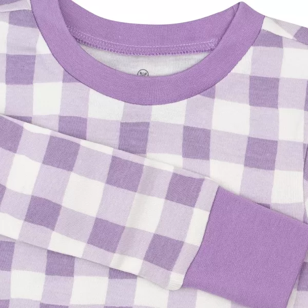 HonestBaby Multipack 2Piece Pajamas Sleepwear Pjs 100 Organic Cotton for Infant Baby Toddler Girls LegacyPainted Buffalo Purple