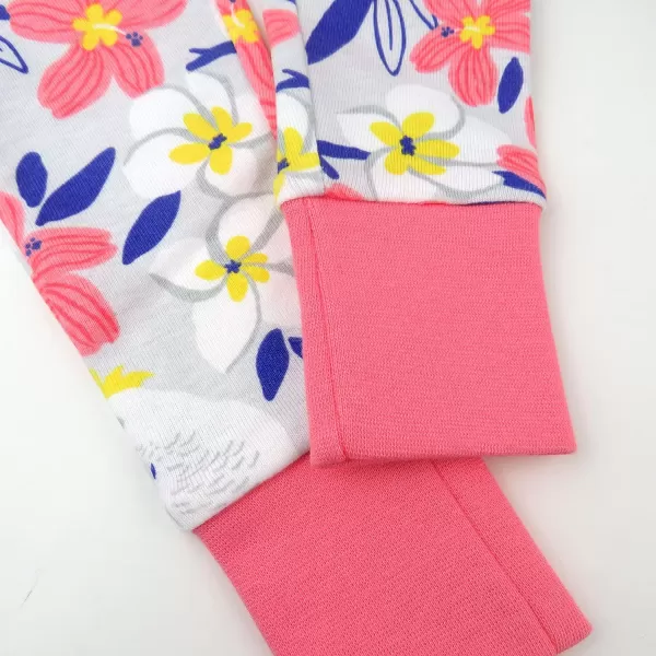 HonestBaby Multipack 2Piece Pajamas Sleepwear Pjs 100 Organic Cotton for Infant Baby Toddler Girls LegacyPalm Leaves Pink Coral