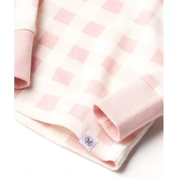 HonestBaby Multipack 2Piece Pajamas Sleepwear Pjs 100 Organic Cotton for Infant Baby Toddler Girls LegacyPeach Skin Painted Buffalo Check