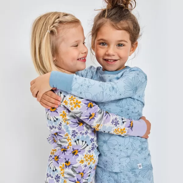 HonestBaby Multipack 2Piece Pajamas Sleepwear Pjs 100 Organic Cotton for Infant Baby and Toddler GirlsJumbo Floral Lilac