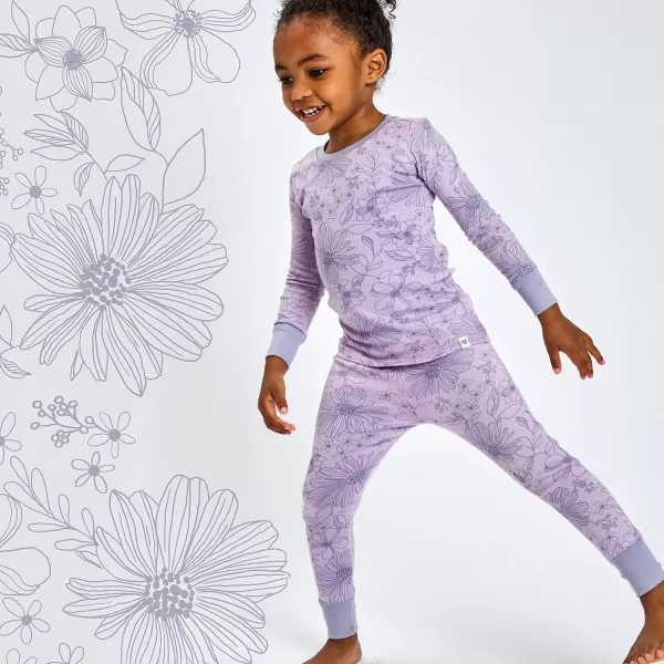 HonestBaby Multipack 2Piece Pajamas Sleepwear Pjs 100 Organic Cotton for Infant Baby and Toddler GirlsPurple Plaid