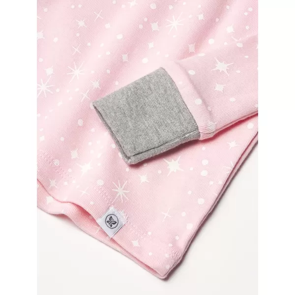 HonestBaby Multipack 2Piece Pajamas Sleepwear Pjs 100 Organic Cotton for Infant Baby and Toddler GirlsTwinkle Star Pink
