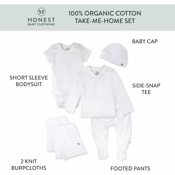 HonestBaby Multipack Gift Bundle Sets Mix Match Outfits 100 Organic Cotton for Newborn Infant Baby Boys Girls Unisex6 Honestly Pure White