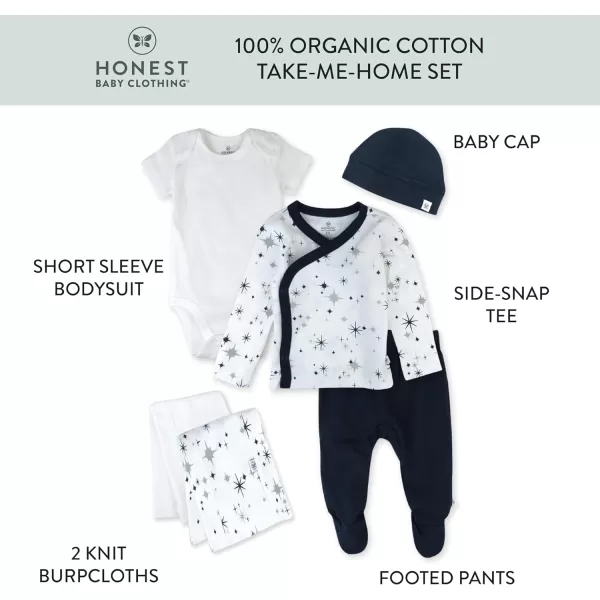 HonestBaby Multipack Gift Bundle Sets Mix Match Outfits 100 Organic Cotton for Newborn Infant Baby Boys Girls Unisex6 Jumbo Twinkle Navy