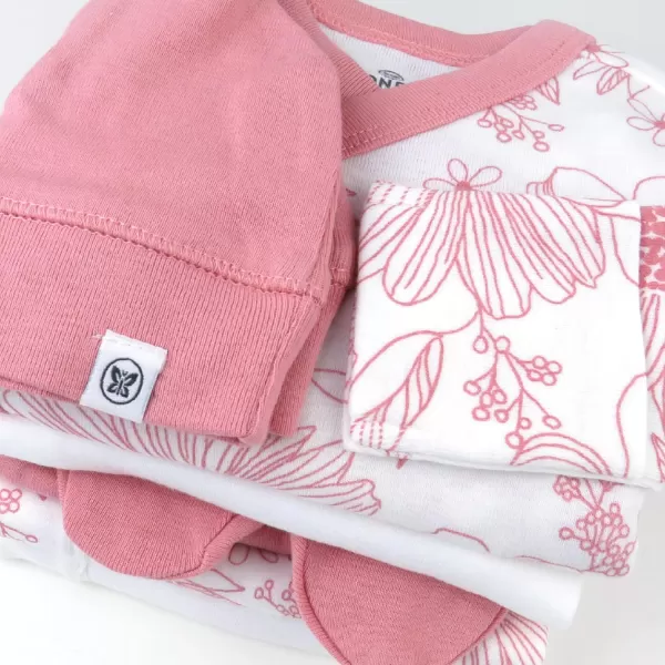 HonestBaby Multipack Gift Bundle Sets Mix Match Outfits 100 Organic Cotton for Newborn Infant Baby Boys Girls Unisex6 Sketchy Floral Pink