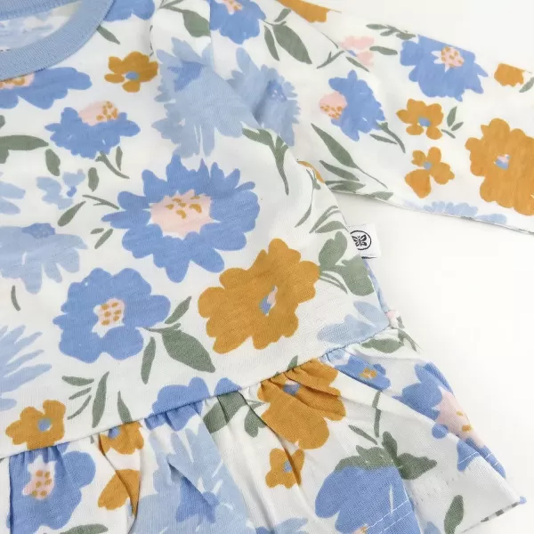 HonestBaby Multipack Gift Sets Mix Match Outfits 100 Organic Cotton for Newborn Infant Baby Boys Girls Unisex LEGACY4Piece Set 4piece Painterly Floral Blue